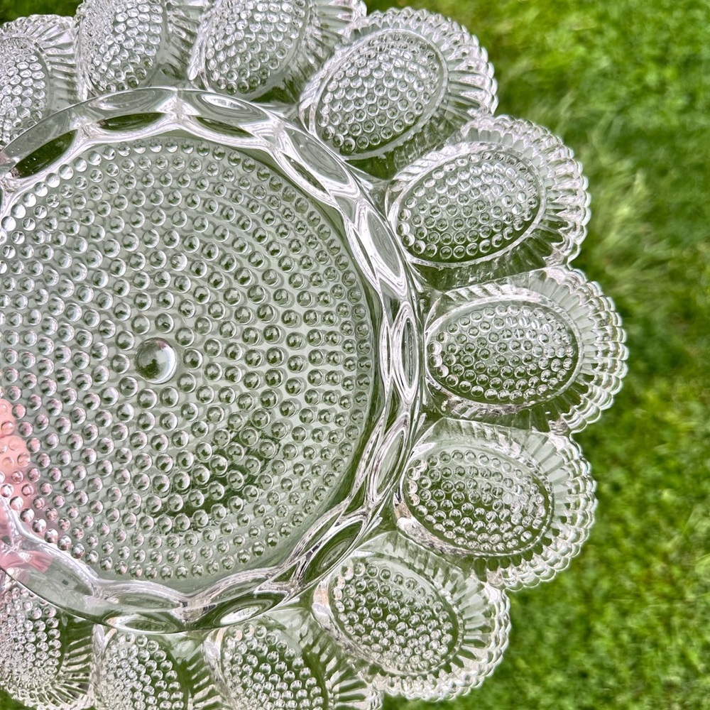 Vintage Indiana Glass Co. Hobnail Egg Platter - Picture 2 of 6